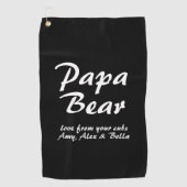 Papa Beer met zijn cubusscript Wham-O Frisbee Golfhanddoek (Voorkant)