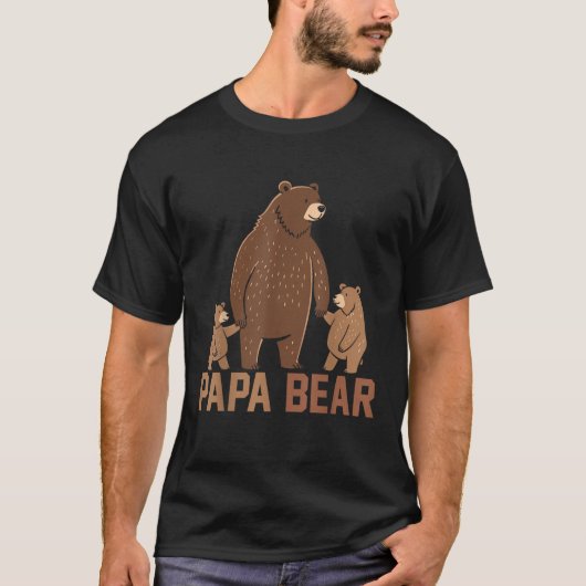 Papa Beer Papa Twee Cubs Papa Beer 2 Kinder Vaders T-shirt (Voorkant)