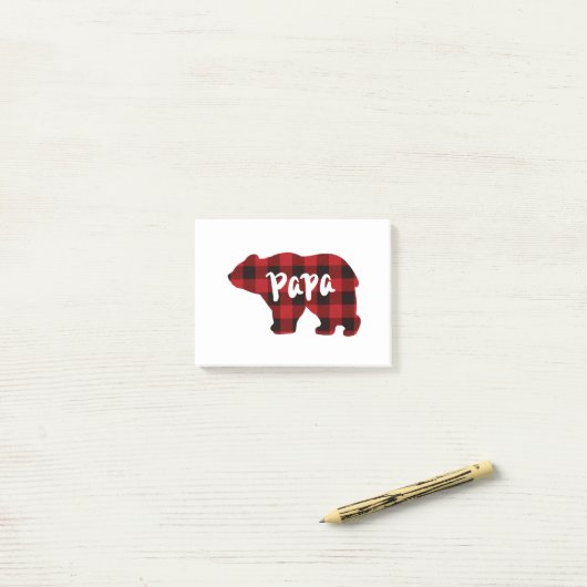 Papa-Beer - Rood en zwart gebuffel Post-it® Notes (Op bureau)