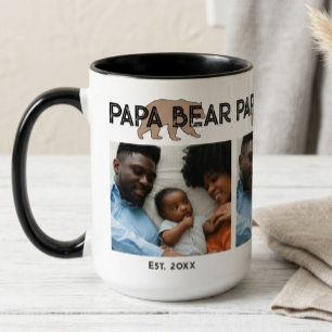 Papa Beer Vader Oprichtingsjaar Foto Tweekleurige Koffiemok