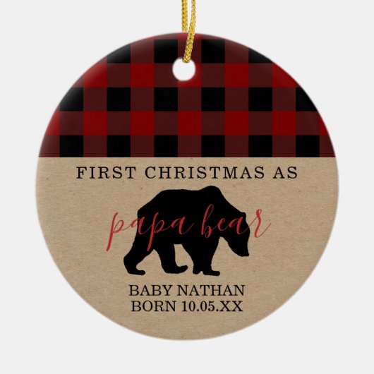 Papa Beer-versiering eerste kerstvader Keramisch Ornament (Voorkant)