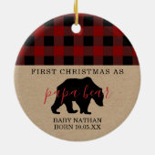 Papa Beer-versiering eerste kerstvader Keramisch Ornament (Achterkant)