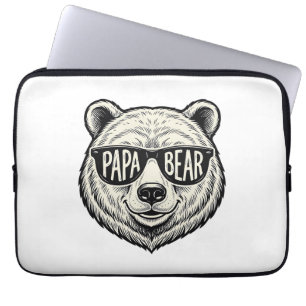 Papa Beer Zonnebril Beer Hoofd Vector Design_1 Laptop Sleeve