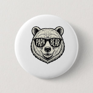 Papa Beer Zonnebril Beer Hoofd Vector Design_1 Ronde Button 5,7 Cm