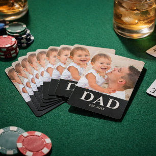 Papa Begon Met Moderne Zwarte Foto Pokerkaarten