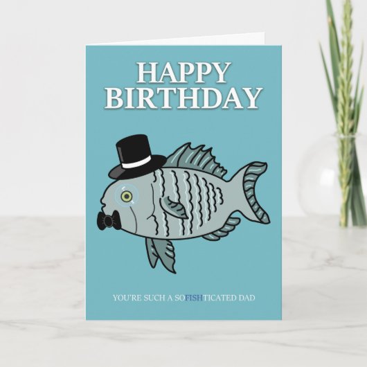 Papa Birthday Fish Pun Carte de plaisance (Devant)