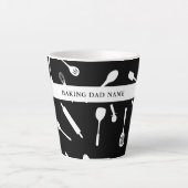 Papa Black Kitchen Tool Pattern Latte Mok (Voorkant)