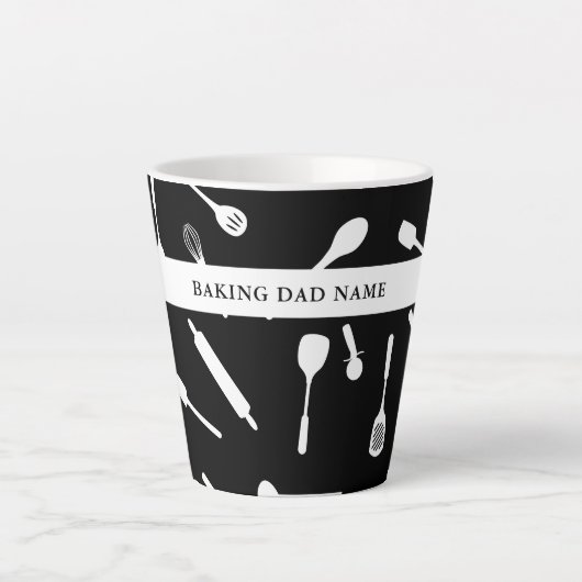 Papa Black Kitchen Tool Pattern Latte Mok (Voorkant)