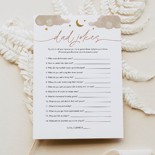 Papa Blagues Twinkle Star Baby shower Carte de jeu