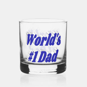 Papa blauw half tekst Vaderdag Whisky Glas