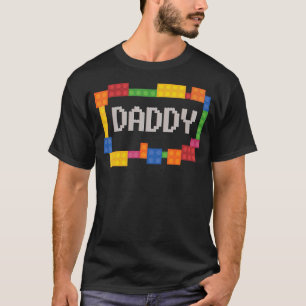 Papa Blokken Hoofd Bouwer Brick Bouwer Geboortedat T-shirt