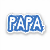 papa | Blue Dad Bubble Letter Sticker (Voorkant)
