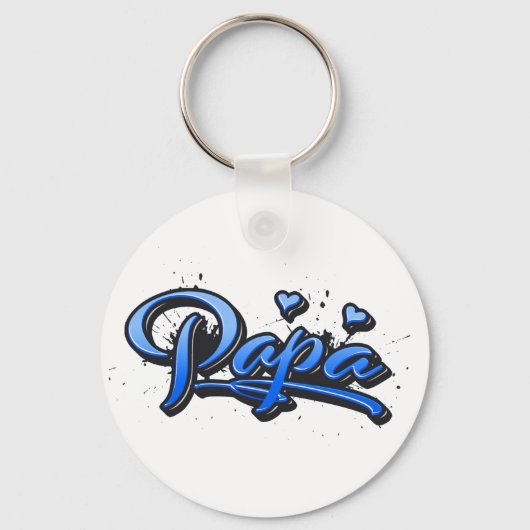 Papa blue Heart Graffiti Button Schlüsselanhänger Sleutelhanger (Voorkant)
