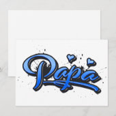 Papa blue Heart Graffiti Karte (Voorkant / Achterkant)
