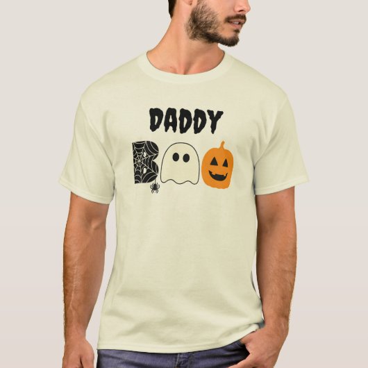 Papa Boo Oranje Black Halloween Family Matching T-shirt (Voorkant)