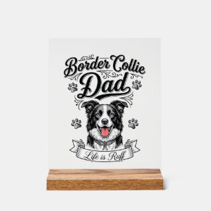 Papa Border Collie T-shirt de chien de gravure vin