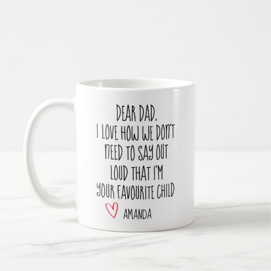 Papa Café Mug, Enfant Préféré, Mug Personnalisé,  (Gauche)