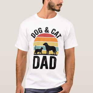 Papa Chien et Chat Vintage T-Shirt pour Amoureux d
