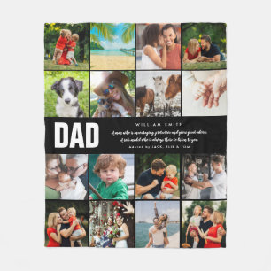 Papa Citaat 16 Fotocollage Zwart en Wit Fleece Deken