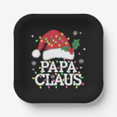 Papa Claus kerstlampjes Pajama familie komt overee Papieren Bordje (Voorkant)