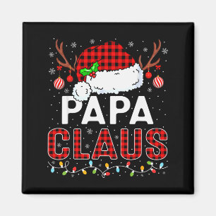 Papa Claus Kerstlichten Kerstman Hoed Pyjama Famil Magneet