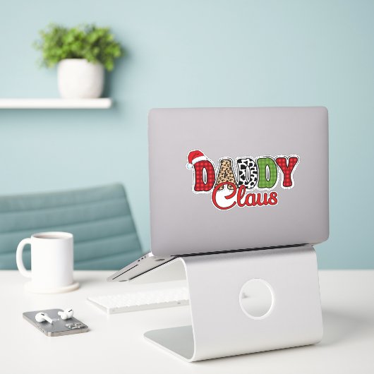 Papa Claus Sticker (Laptop op bureau)