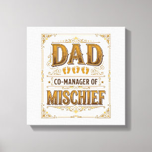 Papa Co-manager van kattenkwaad Grappige vader ont Canvas Afdruk