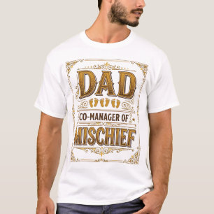 Papa Co-manager van kattenkwaad Grappige vader ont T-shirt