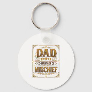 Papa Co-Manager van Ondeugendheid Grappige Vader D Sleutelhanger