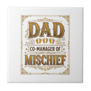 Papa Co-Manager van Ondeugendheid Grappige Vader D Tegeltje