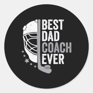 Papa Coach Ever Vaderdag Hockey Ronde Sticker