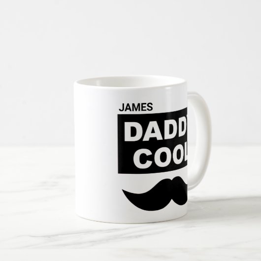 Papa Cool Mug | Mustache Cool Papa Novelty Cup (Devant droit)