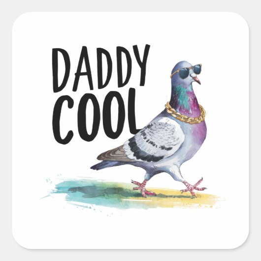 Papa Cool Vierkante Sticker (Voorkant)
