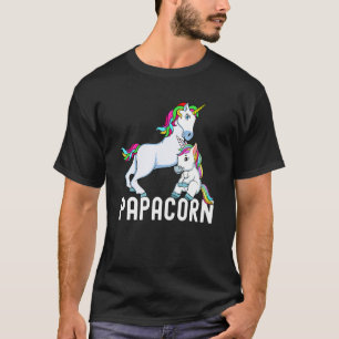 Papa Corn Unicorn Papa en Baby Rainbow vaders da T-shirt