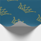 Papa Crown Vaderdag Glitter Cadeaupapier (Hoek)