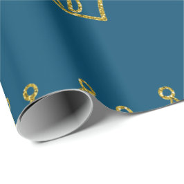 Papa Crown Vaderdag Glitter Wrapping Paper Cadeaupapier