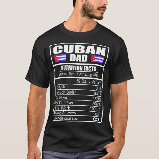 Papa Cuban Nutrition Facts Gift T-shirt (Voorkant)