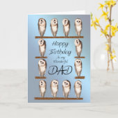 Papa, Curious owls carte d'anniversaire. (Fleur jaune)