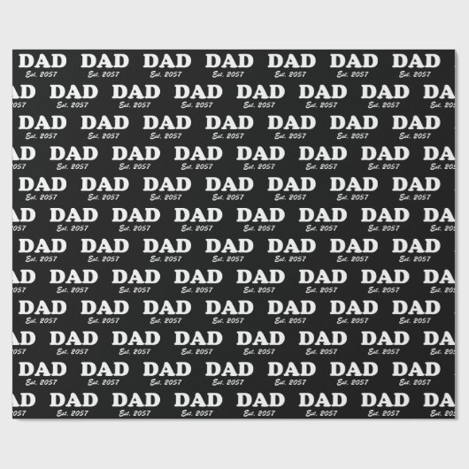 Papa Custom Est datum moderne typografie zwart Cadeaupapier (Vlak)