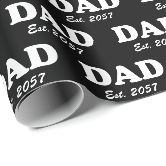 Papa Custom Est datum moderne typografie zwart Cadeaupapier (Rol Hoek)