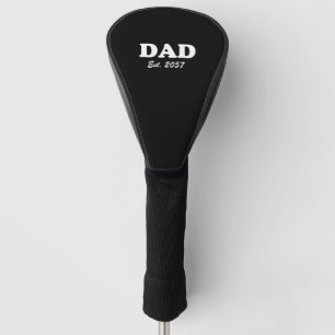 Papa Custom Est datum moderne typografie zwart Golfheadcover