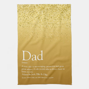 Papa, Daddy, Vader Definitie Gouden Glitters Theedoek