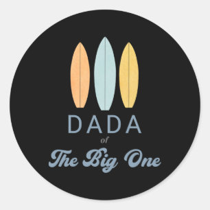 Papa de grote surf voor de 1e verjaardag familie m ronde sticker