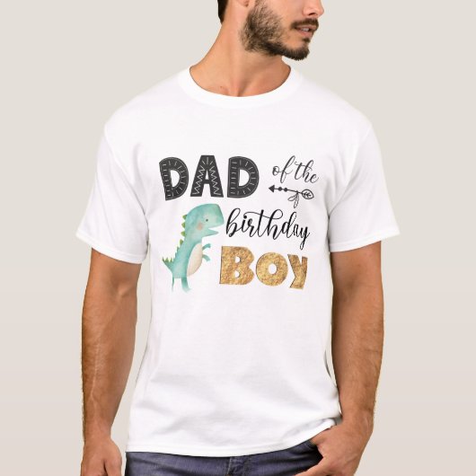 Papa de l'anniversaire garçon Dinosaur T-shirt (Devant)