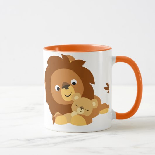 Papa de lion de bande dessinée et tasse affectueux (Droite)