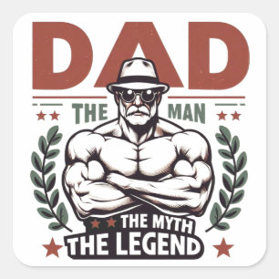 Papa De Man De Mythe De Legende Vintage Superheld Vierkante Sticker