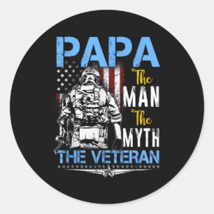 Papa de man mythe veteraan militair - vaderdag ronde sticker