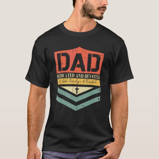 Papa Dedicated Happy Vaderdag Vinta T-shirt (Voorkant)