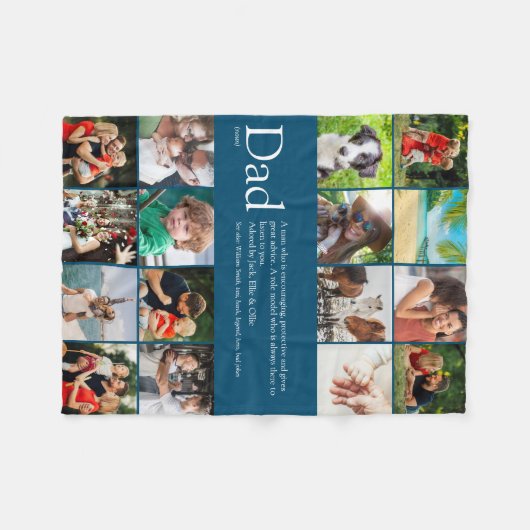 Papa Definition Gezegde 16 Photo Collage Blue Smal Fleece Deken (Voorkant (Horizontaal))