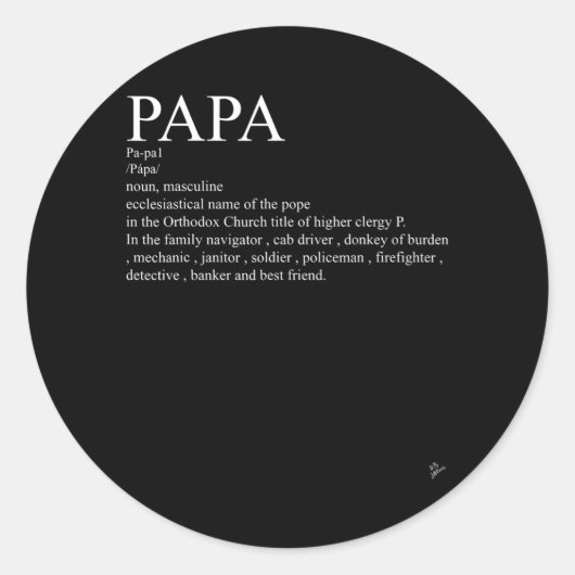 Papa definition outfit vaderdag gift ronde sticker (Voorkant)